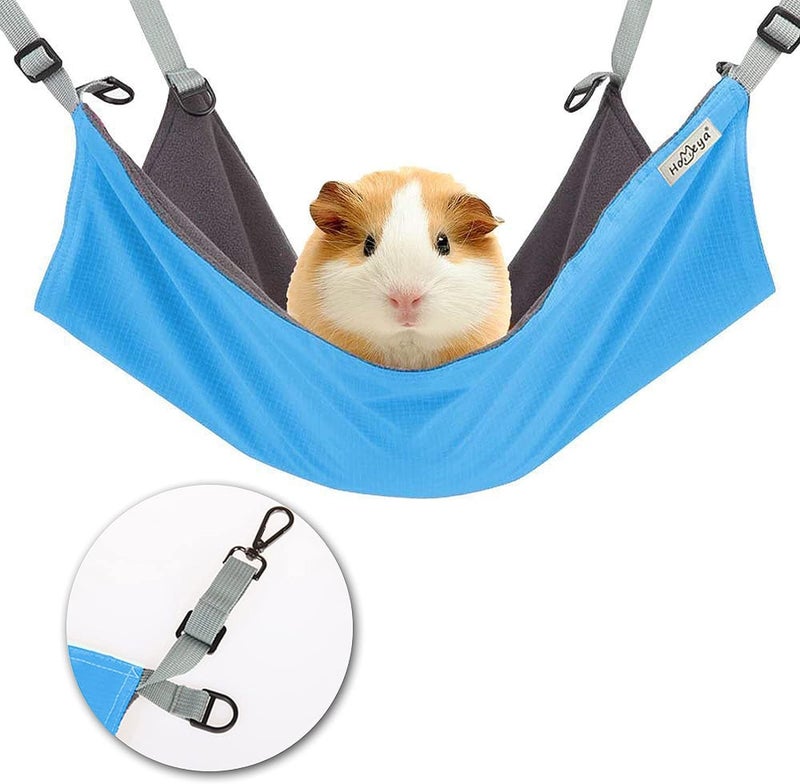 HOMEYA Small Animal Guinea-Pig Hanging Hammocks Bed Pet Cage Hammock for Ferret Cat Rat Chinchilla Hamster Cavy Degu Gerbil Rabbit Playing Cozy Activity Fun Toy (Guinea-Pig Size Light Blue) - Image 1